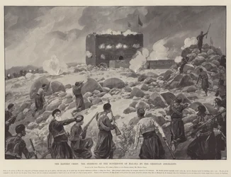 Die östliche Krise, der Sturm auf das Blockhaus von Malaxa durch die christlichen Aufständischen